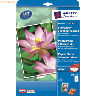 Avery Zweckform Inkjet-Fotopapier Premium A4 einseitig beschichtet hoc