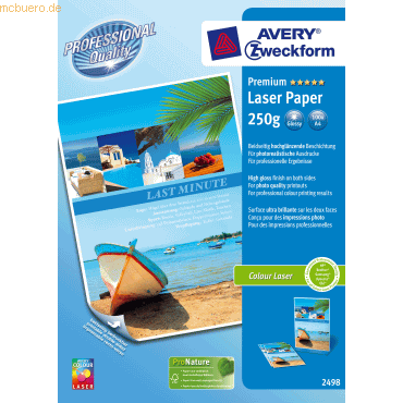 Avery Zweckform Farblaserpapier Premium A4 beidseitig beschichtet hoch
