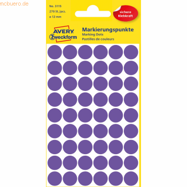 Avery Zweckform Markierungspunkte violett DM 12mm VE=270 Etiketten