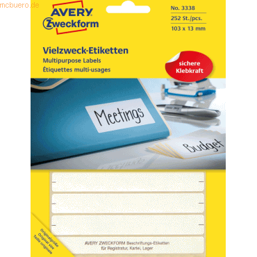 4004182033388 - Etiketten 3338 105 x 13mm weiß 3338 4004182033388 Zweckform 252 Stück