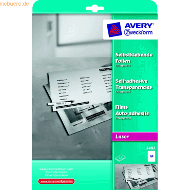 Avery Zweckform Laser/Kopier-Folie A4 selbstklebend transparent 0,14 m