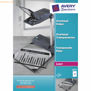 Avery Zweckform OHP-Folie A4 spezialbeschichtet stapelverarbeitbar 0,1