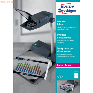 Avery Zweckform OHP-Folie A4 spezialbeschichtet Sensorstreifen 0,10 mm