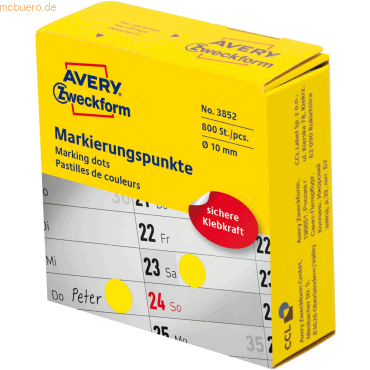 Avery Zweckform Markierungspunkte auf Rolle 10mm gelb VE=800 Stück