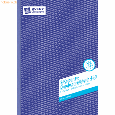 5 x Avery Zweckform Kolonnenbuch A4 2 Kolonnen 2x50 Blatt