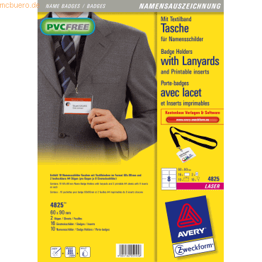 4004182059456 - Namensschilder 90x60 mm mit Textilband 10 Stück 4004182059456 - Namensschilder 90x60 mm mit Textilband 10 Stück