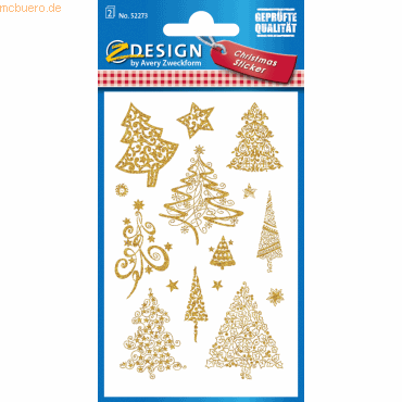 4004182522738 - 10 x Sticker Weihnacht Papier geprägt 2 Bogen Motiv Bäume