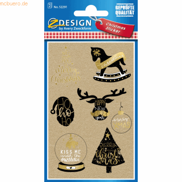 4004182522912 - 10 x Weihnachts-Sticker Xmas Wünsche 1 Bogen braun gold schwa