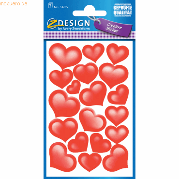 10 x Z-Design Sticker 76x120mm Papier/beglimmert 2 Bogen Motiv Herzen