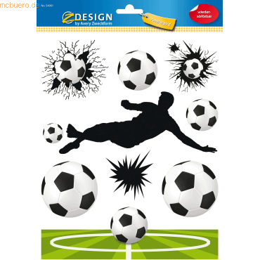 4004182549919 - AVERY Zweckform ZDesign KIDS Fensterbild Fußball DIN A4 selbsthaftend wiederablösbar zum Dekorieren von glatten - 1 Stück (54991)