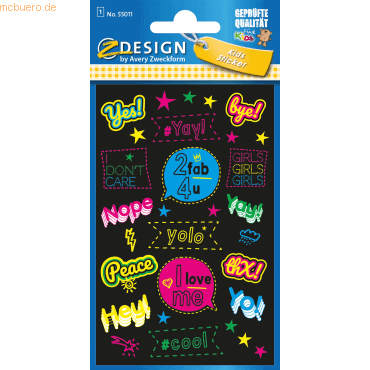 4004182550113 - 10 x Neon Sticker Folie Sprüche bunt 15 Aufkleber 4004182550113 - 10 x Neon Sticker Folie Sprüche bunt 15 Aufkleber