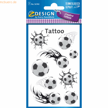 4004182567401 - 10 x Kids Tattoos Fußball 9 Motive bunt 1 Bogen