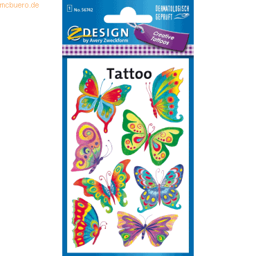 4004182567425 - 10 x Kids Tattoos Schmetterling 8 Motive bunt 1 Bogen