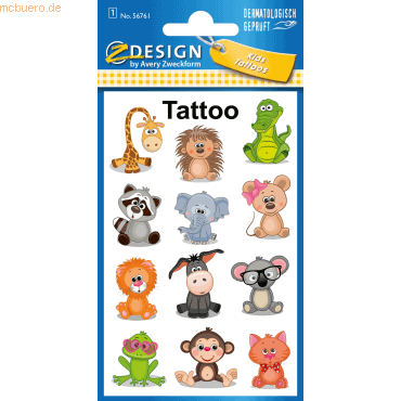 4004182567616 - 10 x Kinder Tattoos Tattoofolie Koala Frosch Giraffe usw bun