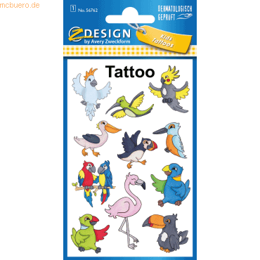 4004182567623 - 10 x Kinder Tattoos Tattoofolie Beo Papagei Flamingo usw bun