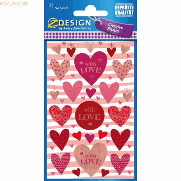 4004182570746 - 10 x Creative Papier-Sticker Love 26 Stück bunt 1 Bogen