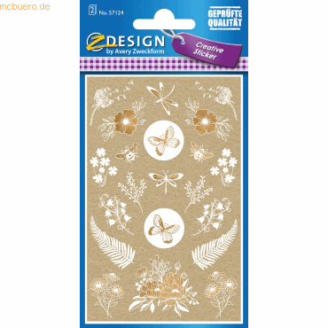 4004182571248 - 10 x Creative Papier-Sticker Naturlook -Blumen & Insekten- br