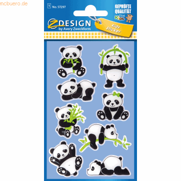 4004182572979 - 10 x Glossy Sticker Panda 8 Stück bunt 1 Bogen