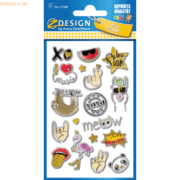 4004182573082 - 10 x Puffy Sticker -Trend Icons- mit 3D Effekt 15 Motive bunt