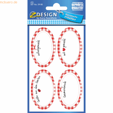 4004182591857 - Einmachetiketten Karo - oval rot weiß 4004182591857 Zweckfo