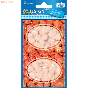4004182593974 - 10 x Haushaltsetiketten Erdbeere rot grün VE=4 Stück