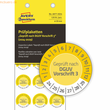 4004182081211 - Prüfplaketten 2024 20mm VE=120 Etiketten gelb 4004182081211 - Prüfplaketten 2024 20mm VE=120 Etiketten gelb