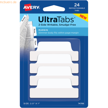 Avery Haftstreifen UltraTabs 63,5x25,4 mm weiß VE=24 Stück