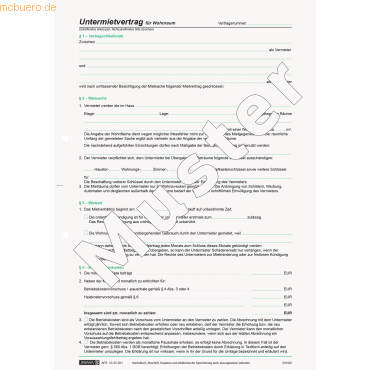 4003273017290 - 10 x Untermietvertrag A4 4 Seiten