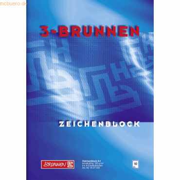 10 x Brunnen Zeichenblock A3 120g/qm 10 Blatt Einsteckecken