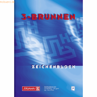 10 x Brunnen Zeichenblock A4 120g/qm 20 Blatt