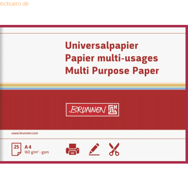 4003273250154 - 5 x Universalpapier A4 160g mittelrot VE=25 Blatt