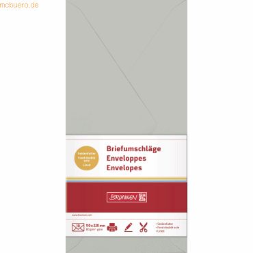 4003273669130 - 5 x Briefumschläge DL Nassklebung grau VE=10 Stück