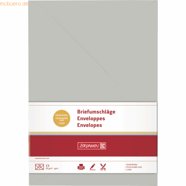 4003273669178 - 5 x Briefumschläge C5 Nassklebung 80g qm grau VE=10 Stück