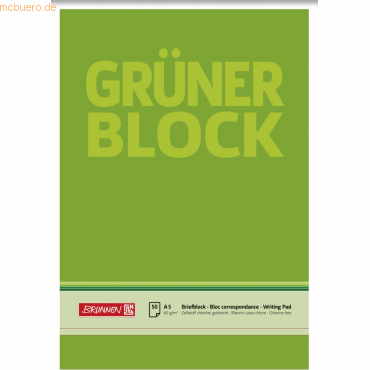 10 x Brunnen Briefblock Der grüne Block A5 60g/qm blanko 50 Blatt