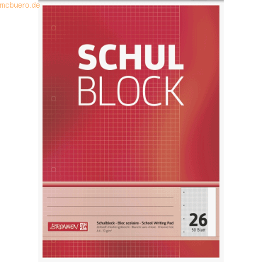 4003273565418 - 10 x Schulblock A4 kariert Lineatur 26 4-fach gelocht 50 Blatt