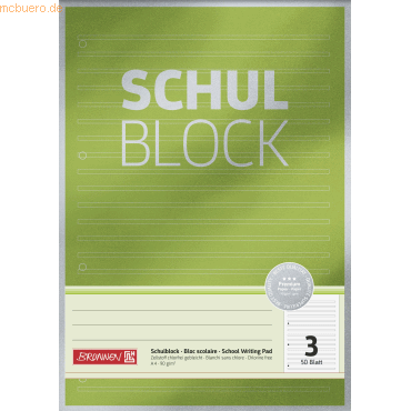 4003273672628 - 10 x Schulblock Premium A4 90g qm 50 Blatt Lineatur 3 4003273672628 - 10 x Schulblock Premium A4 90g qm 50 Blatt Lineatur 3