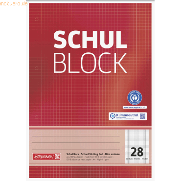 4003273571877 - 10 x Schulblock A4 70g qm 50 Blatt RC Lineatur 28 gelocht 4003273571877 - 10 x Schulblock A4 70g qm 50 Blatt RC Lineatur 28 gelocht