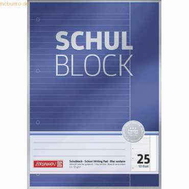 4003273690752 - 10 x Schulblock Premium A4 90g qm 50 Blatt Lineatur 25