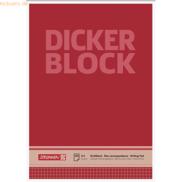 4003273042278 - - Briefblock din A4 kariert 60g m² rot weiß Dicker Block 100 Bl