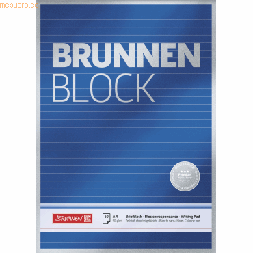 4003273649187 - 10 x Schreiblock Brunnen-Block A4 90g VE=50 Blatt liniert