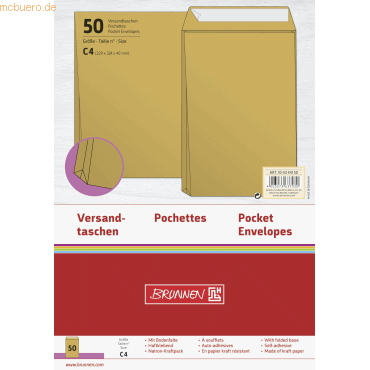 4003273637030 - 5 x Versandtaschen C4 Haftklebung 80g qm braun VE=10 Stück