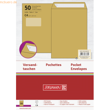 4003273636804 - Versandtaschen C4 gummiert 80g qm braun 80 g qm 10 Stück 4003273636804 - Versandtaschen C4 gummiert 80g qm braun 80 g qm 10 Stück