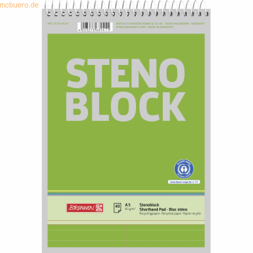 4003273689411 - 10 x Stenoblock A5 40 Blatt RC 4003273689411 - 10 x Stenoblock A5 40 Blatt RC