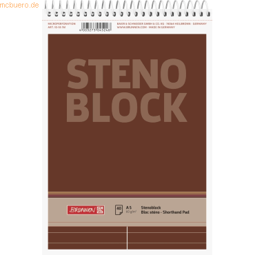 4003273045248 - Stenoblock A5 Spirale u Mittell A5 40 Bl holzfrei