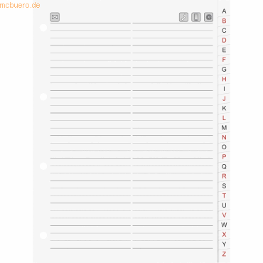 Brunnen Telefonringbuch-Ersatzeinlage A5 26-teilig weiß