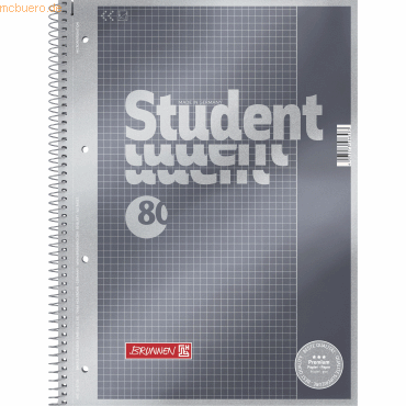 5 x Brunnen Collegeblock Premium Student A4 90g/qm 80 Blatt Lineatur 2