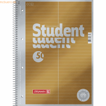 5 x Brunnen Collegeblock Premium Student A4 90g/qm 80 Blatt Lineatur 5