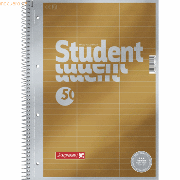 5 x Brunnen Collegeblock Premium Student A4 90g/qm 80 Blatt Lineatur 5