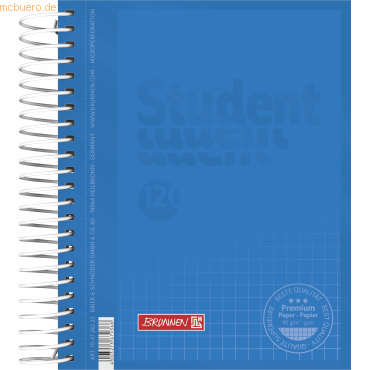 4003273577152 - 5 x Collegeblock Student A6 kariert 90g qm 120 Blatt azur 4003273577152 - 5 x Collegeblock Student A6 kariert 90g qm 120 Blatt azur