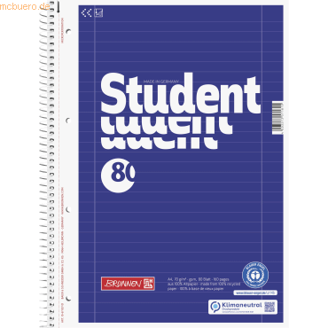 4003273571815 - Collegeblock Student Recycling A4 liniert blau 4003273571815 Brunnen